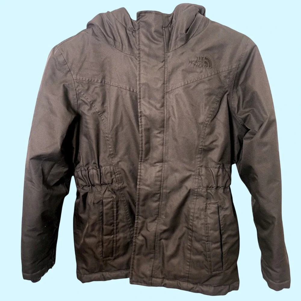 The North Face Girls L 14/16 Olive Green Goose Down Hooded Puffer Jacket